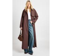 boohoo Women's Maxi Belted Trench Coat in Chocolate | Size: 14