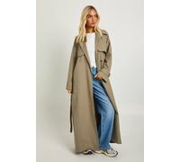 boohoo Women's Maxi Belted Trench Coat in Grey | Size: 14