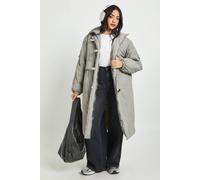 boohoo Women's Maxi Puffer With Toggles in Grey | Size: 12