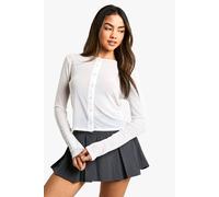 boohoo Women's Mesh Button Through Cardigan in White | Size: 10