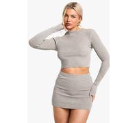 boohoo Women's Metallic Mix Rib Knitted High Neck Top in Mocha | Size: Medium