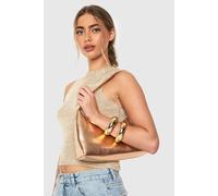 boohoo Women's Metallic Pu Shoulder Bag With Crossbody Strap in Rose Gold