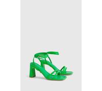 boohoo Women's Mid Height Double Strap Sandals in Green | Size: 6