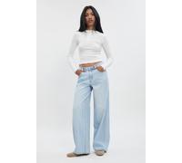 boohoo Women's Mid Waist Loose Fit Wide Leg Jean in Bleach Wash | Size: 12