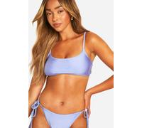 boohoo Women's Mix & Match High Shine Crop Bikini Top in Ice Blue | Size: 6