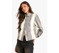 boohoo Women's Mock Croc Denim Shirt in Natural | Size: 6