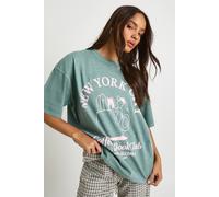 boohoo Women's New York City Coffee Cup Printed T-Shirt in Khaki | Size: XS