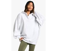boohoo Women's Notch Neck Balloon Sleeve Oversized Hoodie in Ash Grey | Size: Large