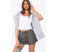 boohoo Women's Nylon Cargo Short in Charcoal | Size: 6