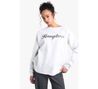 boohoo Women's Off The Shoulder Embroidered Sweatshirt in Ash Grey | Size: Small