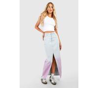 boohoo Women's Ombre Split Front Denim Midaxi Skirt in Light Blue | Size: 8