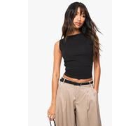 boohoo Women's Open Back Sleeveless Top in Black | Size: 16