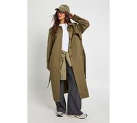 boohoo Women's Oversized Belted Trench Coat in Khaki | Size: 16
