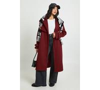 boohoo Women's Oversized Belted Wool Look Trench Coat in Rust | Size: 16