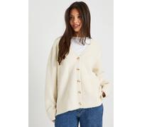 boohoo Women's Oversized Boucle Knitted Boyfriend Cardigan in Cream | Size: XL