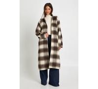 boohoo Women's Oversized Check Wool Look Coat in Brown | Size: 14
