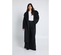 boohoo Women's Oversized Collar Wool Look Trench Coat in Black | Size: 14