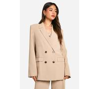 boohoo Women's Oversized Double Breasted Tailored Blazer in Camel | Size: 6