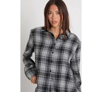 boohoo Women's Oversized Shoulder Pad Check Shirt in Mono | Size: 10