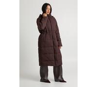 boohoo Women's Oversized Textured Longline Puffer Coat in Chocolate | Size: 10