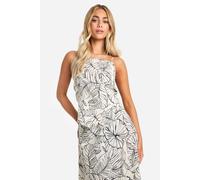 boohoo Women's Palm Printed Cotton Asymmetric Cami in Black | Size: 10