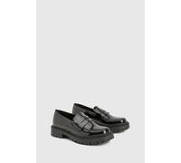 boohoo Women's Patent Chunky Loafer in Black | Size: 5