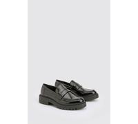 boohoo Women's Patent Chunky Loafer in Black | Size: 7