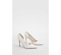 boohoo Women's Patent Cut Out Basic Mid Height Court Heel in White | Size: 4