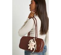 boohoo Women's Pearl Bow & Bear Bag Charm in Beige