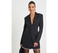 boohoo Women's Pearl Trim Blazer Dress in Black | Size: 14