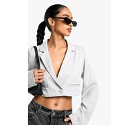 boohoo Women's Petite Boxy Crop Blazer in Grey | Size: 12
