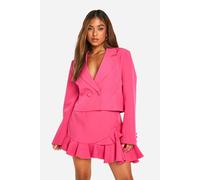 boohoo Women's Petite Cropped Blazer in Hot Pink | Size: 8