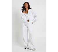 boohoo Women's Petite Deep Hem Crop Top 3 Piece Hooded Tracksuit in Ash Grey | Size: XS