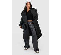 boohoo Women's Petite Diamond Quilt Maxi Hooded Oversized Puffer in Black | Size: 8