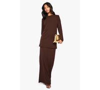 boohoo Women's Petite Double Layer T-Shirt Dress in Chocolate | Size: 10