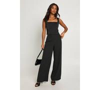 boohoo Women's Petite Hotfix Diamante Chiffon Wide Leg Trousers in Black | Size: 10