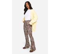 boohoo Women's Petite Leopard High Waist Basic Fit & Flare Trouser | Size: 16