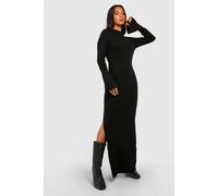 boohoo Women's Petite Premium Rib Knit Maxi Dress in Black | Size: Medium