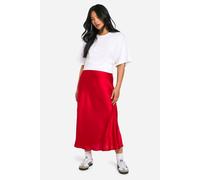 boohoo Women's Petite Satin Slip Midaxi Skirt in Red | Size: 6