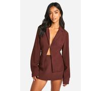 boohoo Women's Petite Single Fastening Crepe Fitted Blouse in Rust | Size: 12