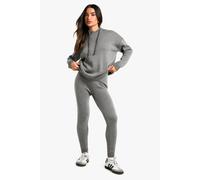boohoo Women's Petite Soft Knit Hoodie & Trouser Co-Ord in Grey | Size: Large
