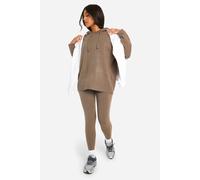 boohoo Women's Petite Soft Knit Hoodie & Trouser Co-Ord in Taupe | Size: Small
