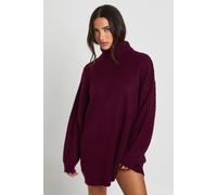 boohoo Women's Petite Super Soft Brushed Knit Roll Neck Mini Dress in Aubergine | Size: Medium