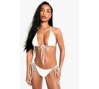 boohoo Women's Petite Swimwear Essentials Tie Side Brief in White | Size: 10