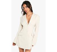 boohoo Women's Petite Tailored Skater Dress in Stone | Size: 14