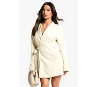 boohoo Women's Petite Tie Side Blazer Dress in Stone | Size: 6