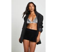 boohoo Women's Petite Velvet Micro Short in Black | Size: 10