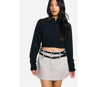 boohoo Women's Petite Wool Look Micro Mini Skirt in Grey | Size: 6