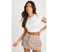 boohoo Women's Petite Wool Mini Skirt in Taupe | Size: 12