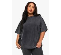 boohoo Women's Plus Acid Wash Oversized T-Shirt in Charcoal | Size: 24
